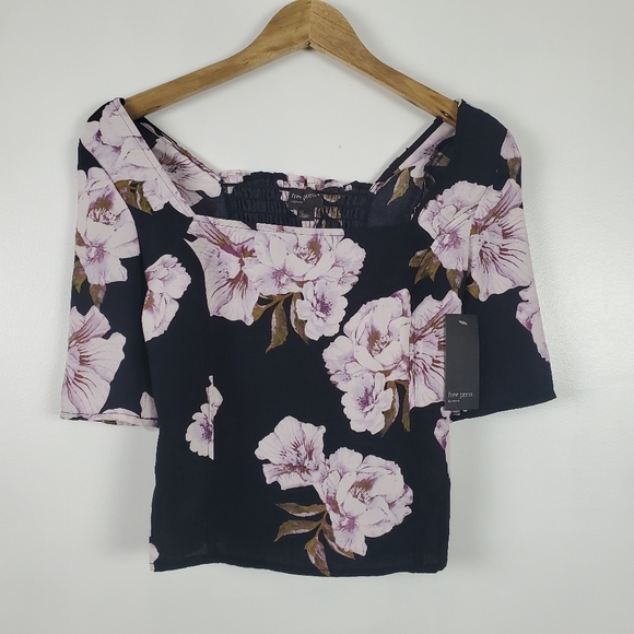 free press Tops - Free Press NWT floral top square neck, smocked, XS